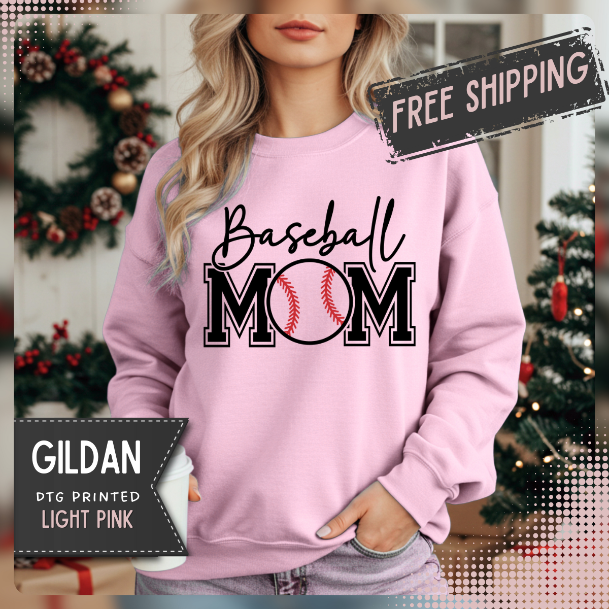 Baseball Mom – Gildan Heavy Blend | Trendy Women’s Soft Sweatshirt. Direct to Garment. Printed & Shipped in the USA. Unisex Sizes.