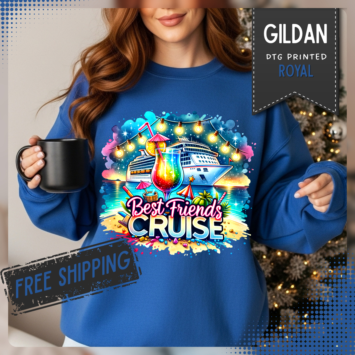 Best Friends Cruise – Gildan Heavy Blend | Trendy Women’s Soft Sweatshirt. Direct to Garment. Printed & Shipped in the USA. Unisex Sizes.