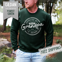 Best Grandpa, Approved by the Grandkids – Gildan Heavy Blend | Trendy Men's Soft Sweatshirt. Direct to Garment. Printed & Shipped in the USA. Unisex Sizes.