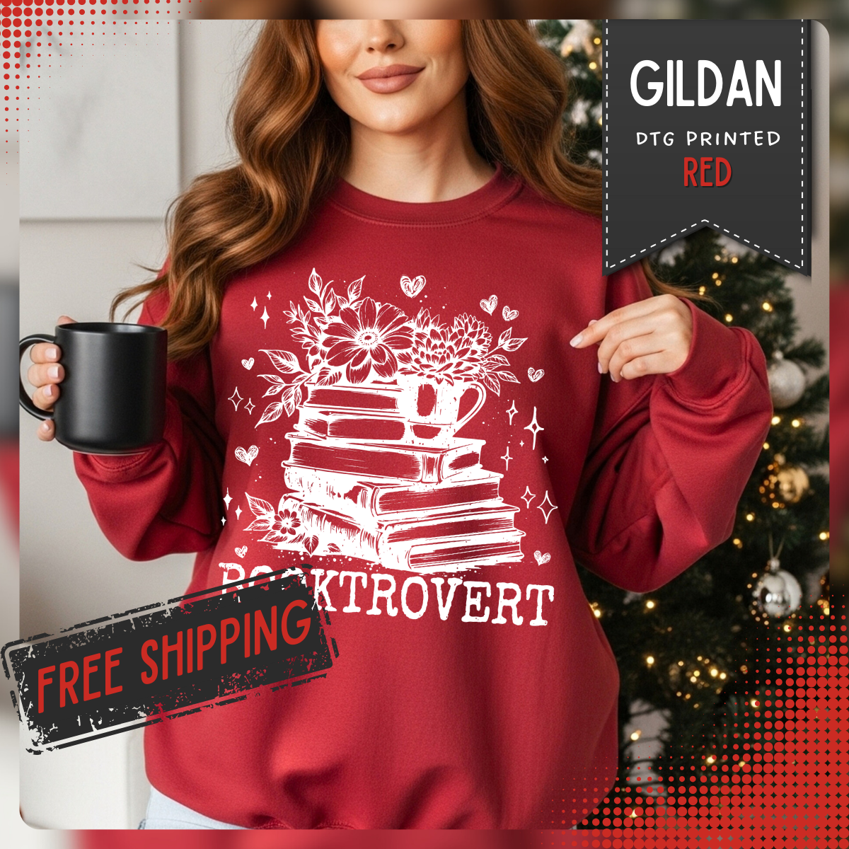Booktrovert – Gildan Heavy Blend | Trendy Women’s Soft Sweatshirt. Direct to Garment. Printed & Shipped in the USA. Unisex Sizes.