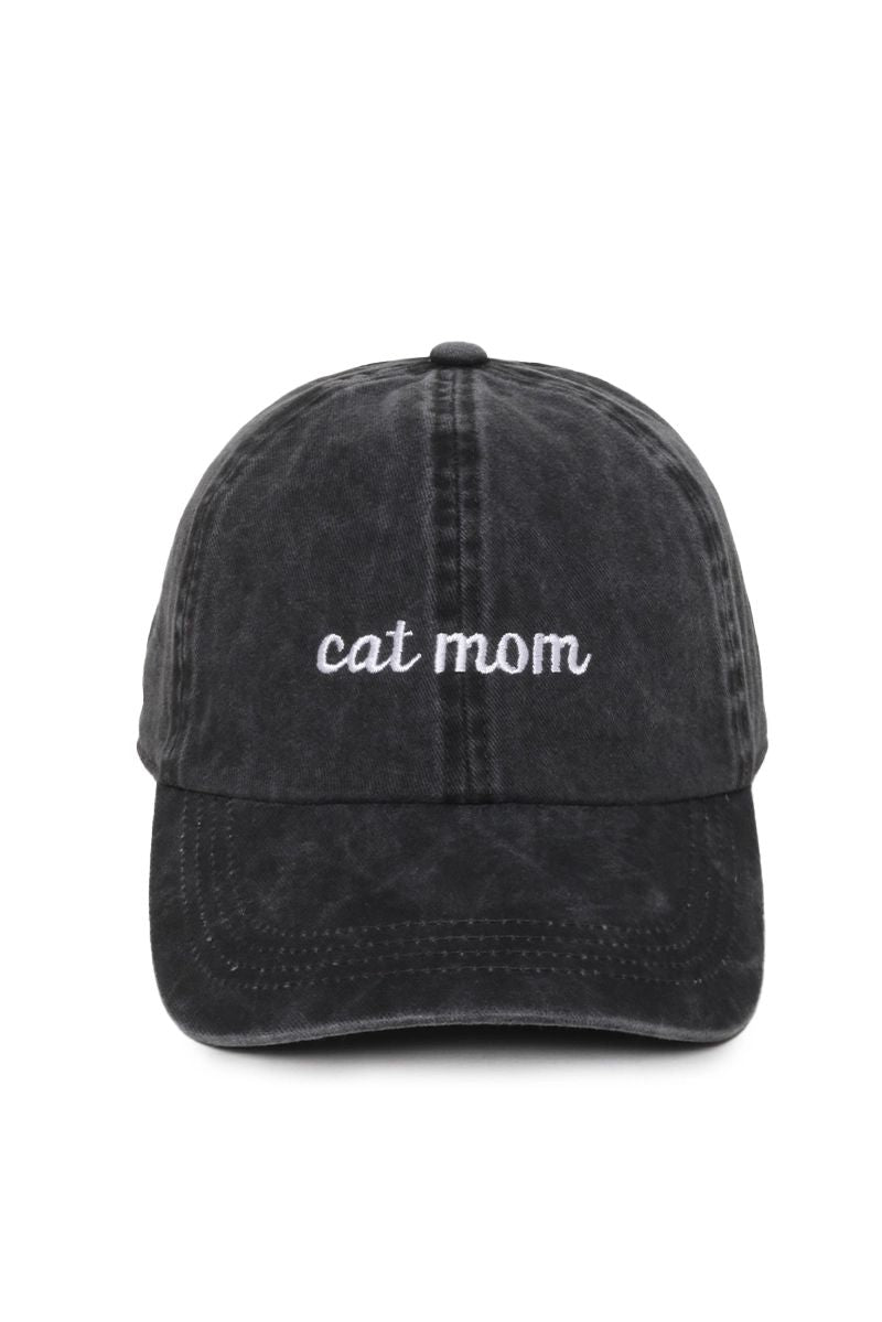 Cat Mom (Charcoal Grey) Embroidered Baseball Cap