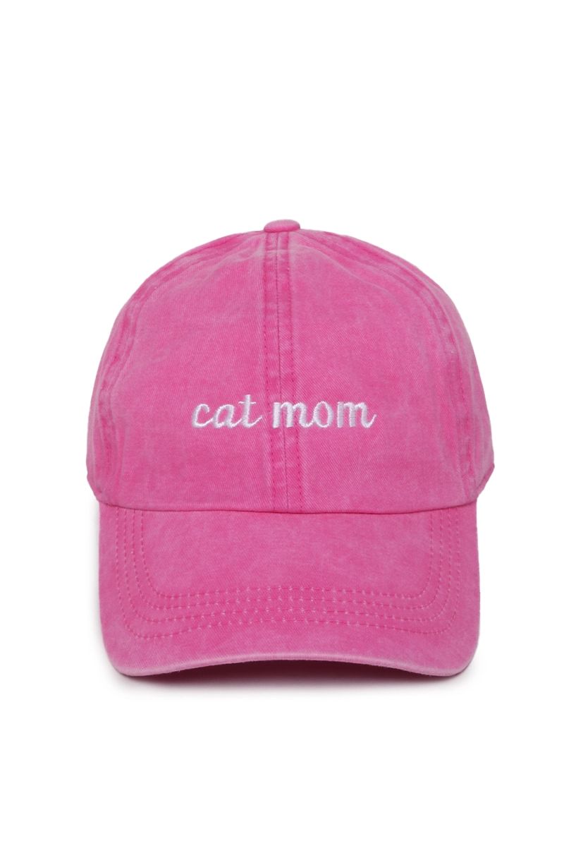 Cat Mom (Hot Pink) Embroidered Baseball Cap
