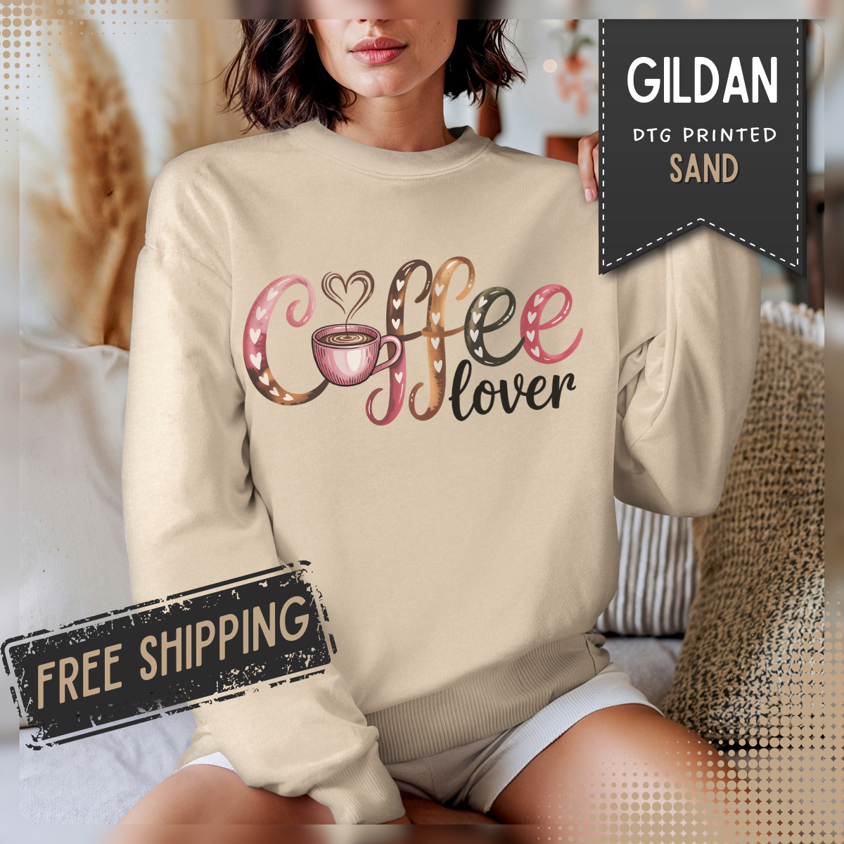 Coffee Lover – Gildan Heavy Blend | Trendy Women’s Soft Sweatshirt. Direct to Garment. Printed & Shipped in the USA. Unisex Sizes.