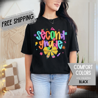 Coquette Second Grade Pencil Bow - Comfort Colors | Trendy Women's T-Shirt. Direct to Garment. Printed & Shipped in the USA. Unisex Sizes.