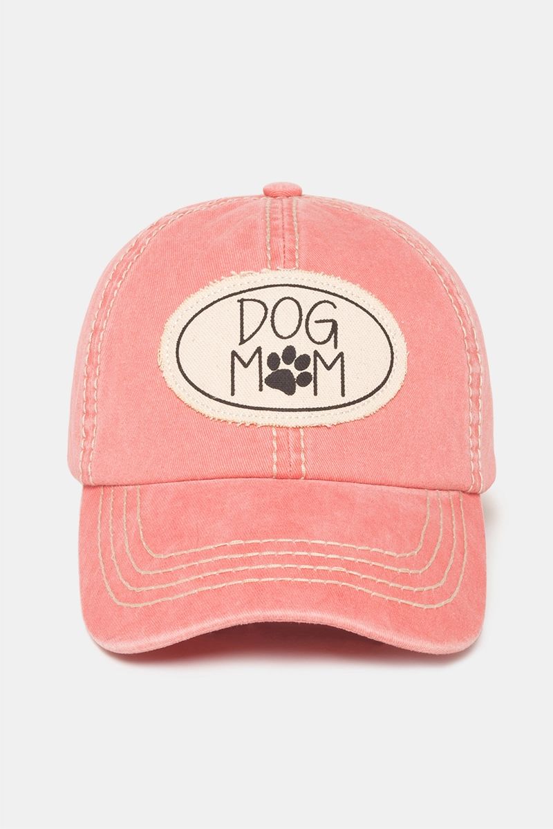 Dog Mom (Coral) Canvas Patch Baseball Cap