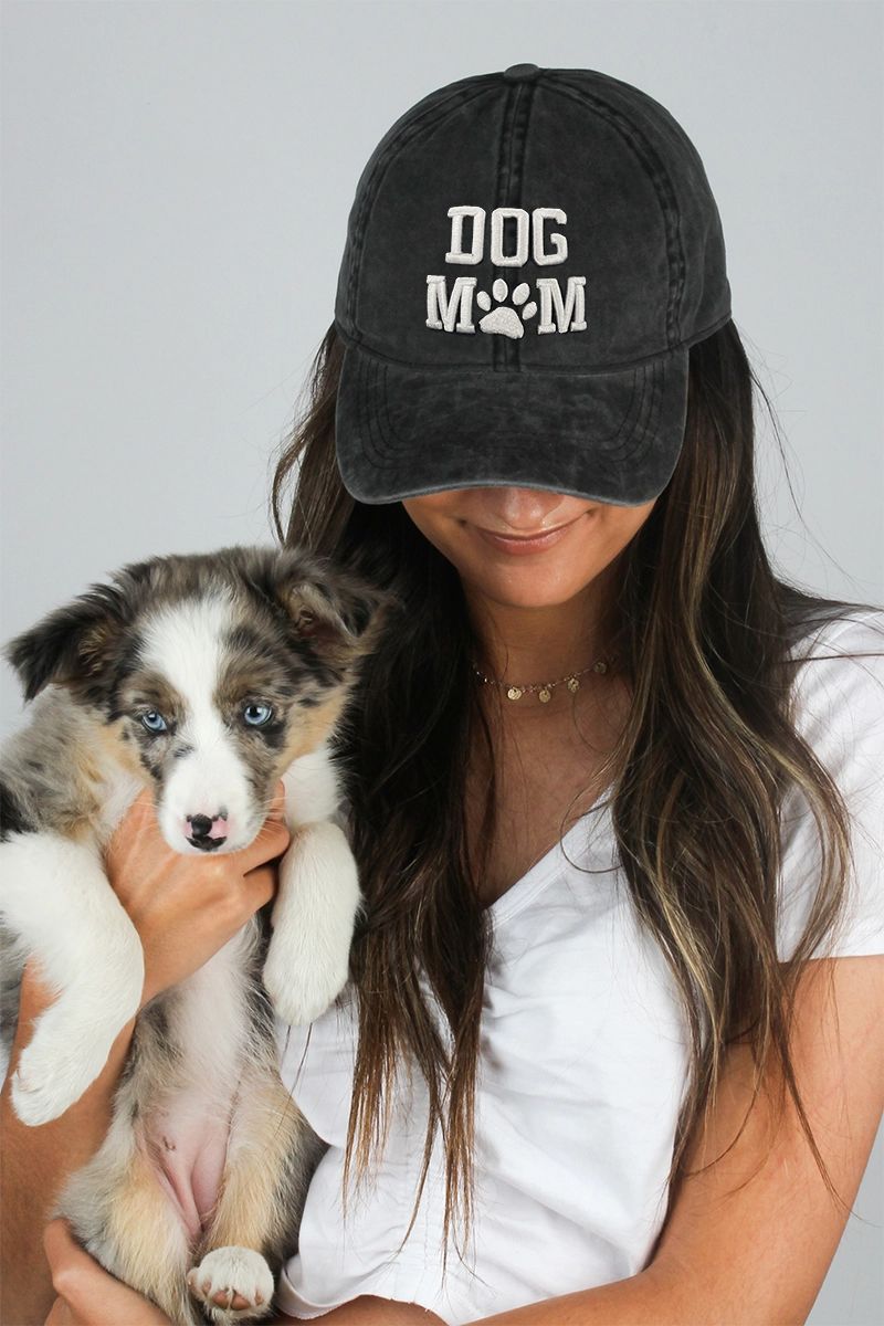 Dog Mom (Charcoal Grey) Embroidered Baseball Cap