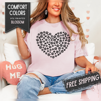 Dog Paw Heart - Comfort Colors | Trendy Women's T-Shirt. Direct to Garment. Printed & Shipped in the USA. Unisex Sizes.