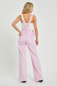 Sydney Wide Leg Distressed RISEN Overalls - Acid Pink