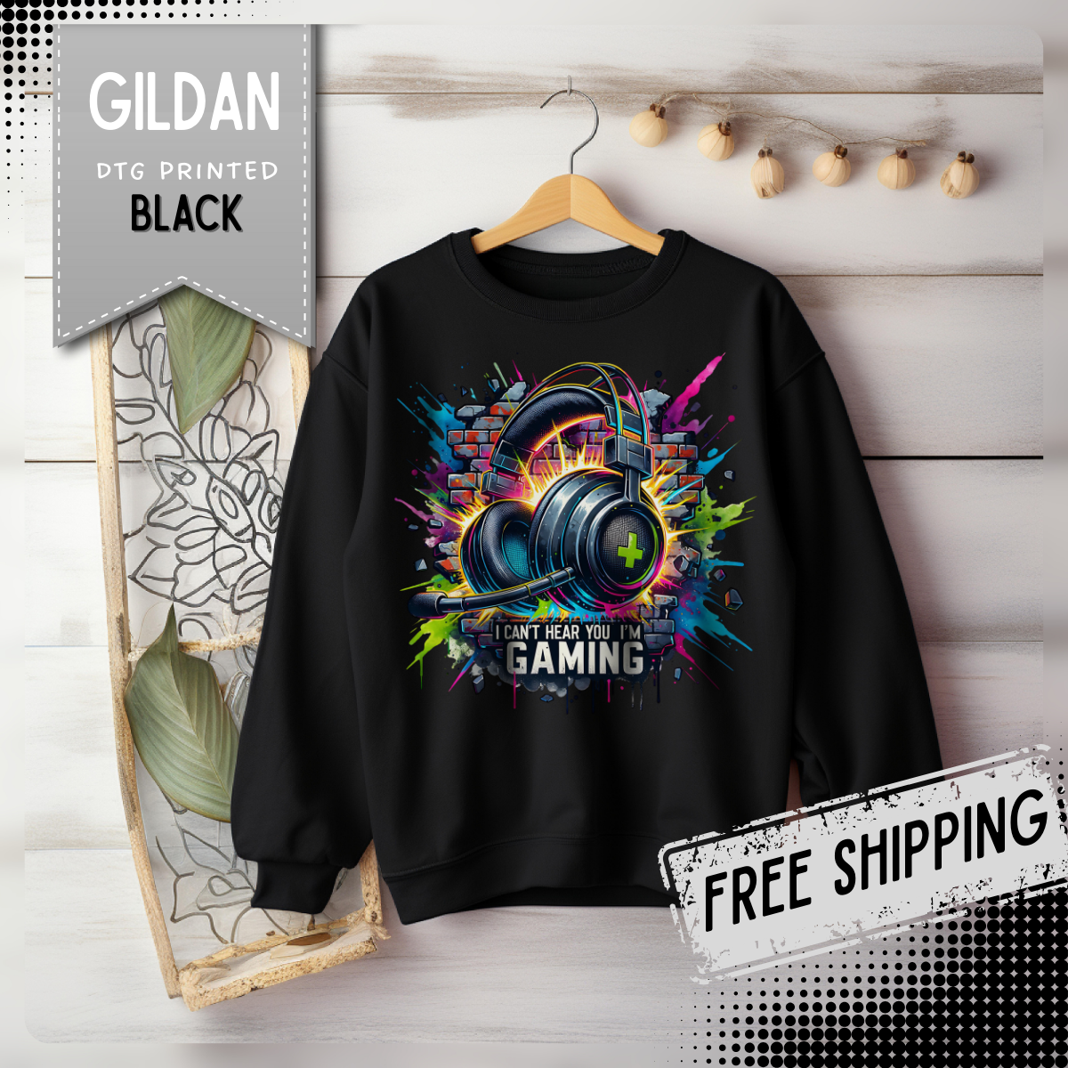 Gaming Headset I Can't Hear You, I'm Gaming – Gildan Heavy Blend | Trendy Women’s and Men's Soft Sweatshirt. Direct to Garment. Printed & Shipped in the USA. Unisex Sizes.