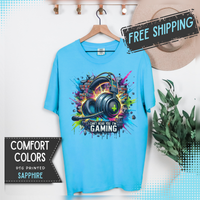 Gaming Headset I Can't Hear You, I'm Gaming - Comfort Colors | Trendy Men's And Women's T-Shirt. Direct to Garment. Printed & Shipped in the USA. Unisex Sizes.