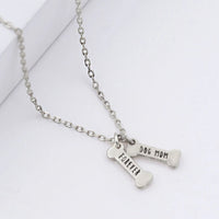 Bone Shaped Dog Mom Necklace - White Gold Dipped