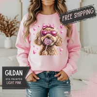 Goldendoodle Love – Gildan Heavy Blend | Trendy Women’s Soft Sweatshirt. Direct to Garment. Printed & Shipped in the USA. Unisex Sizes.