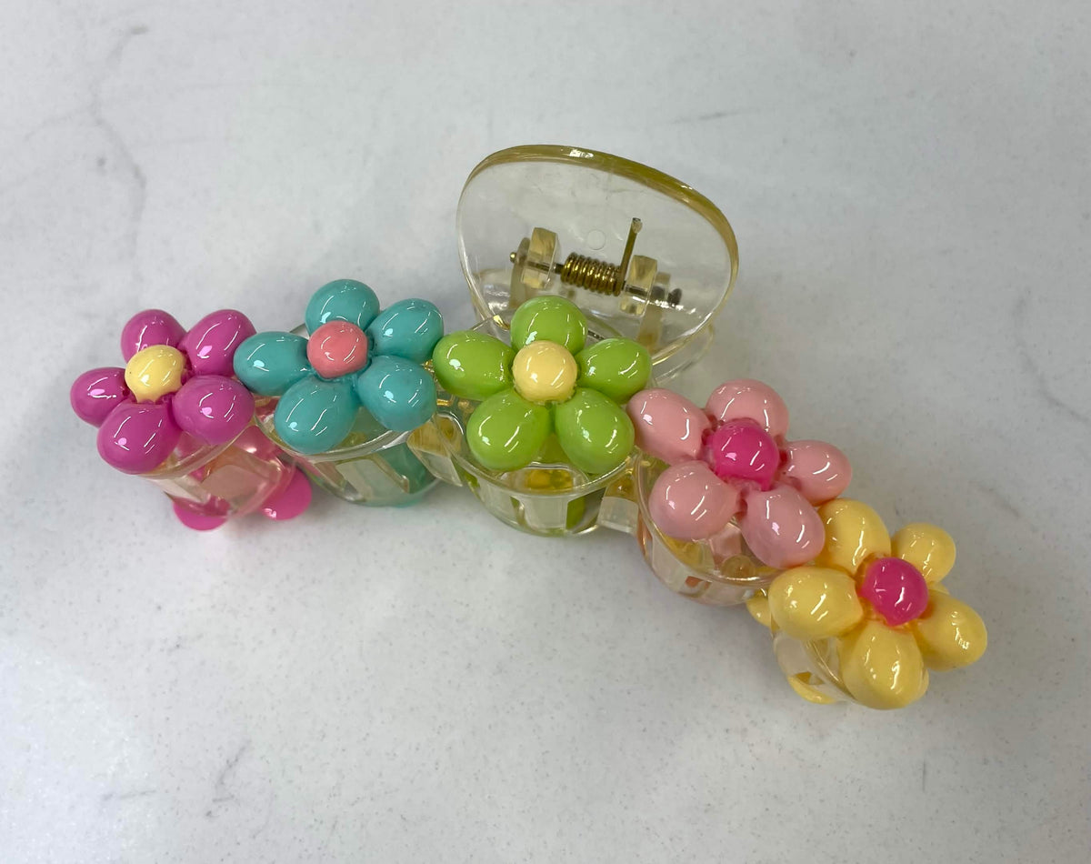 Multi-Color Floral Large Hair Claw Clip