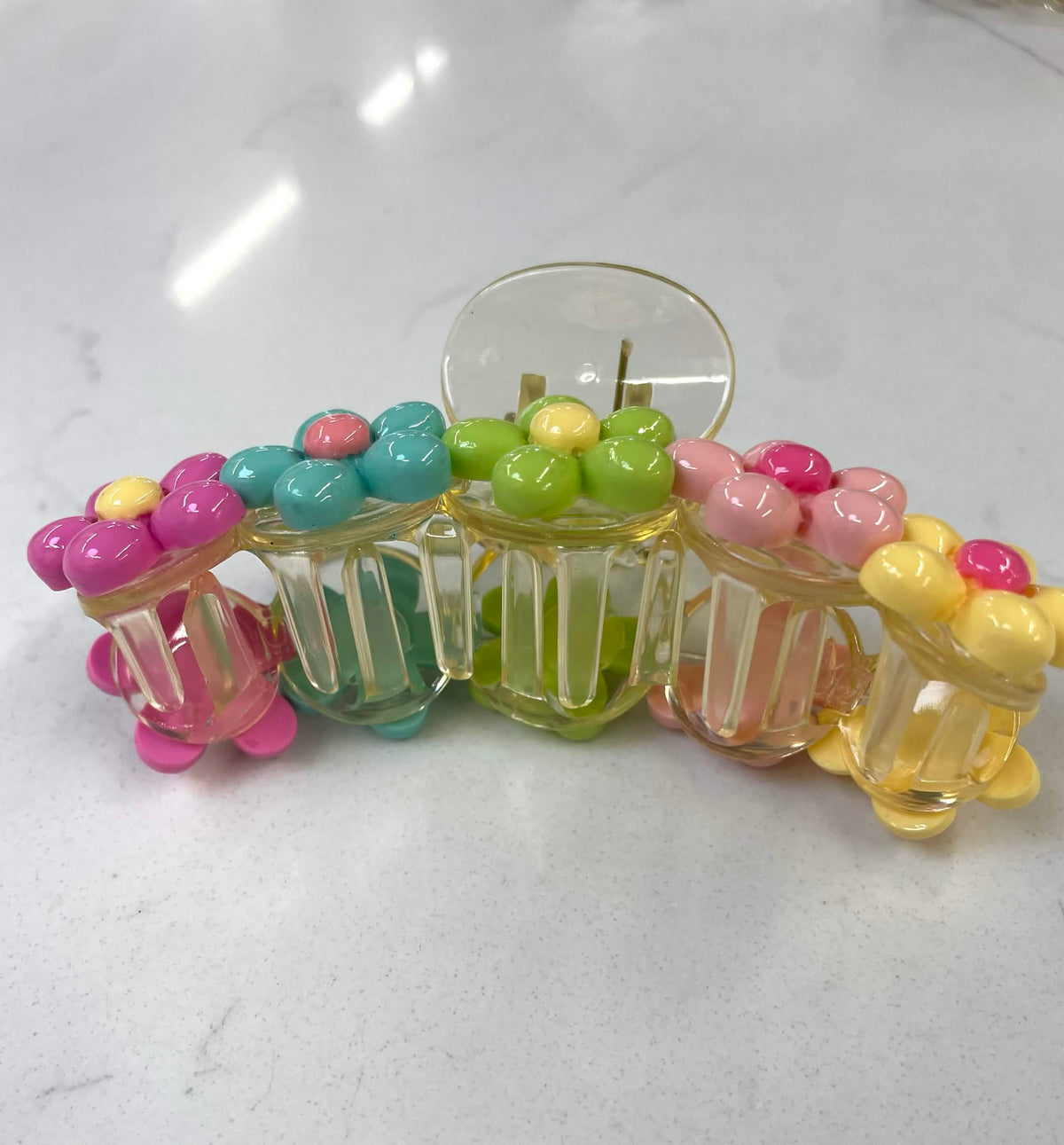 Multi-Color Floral Large Hair Claw Clip
