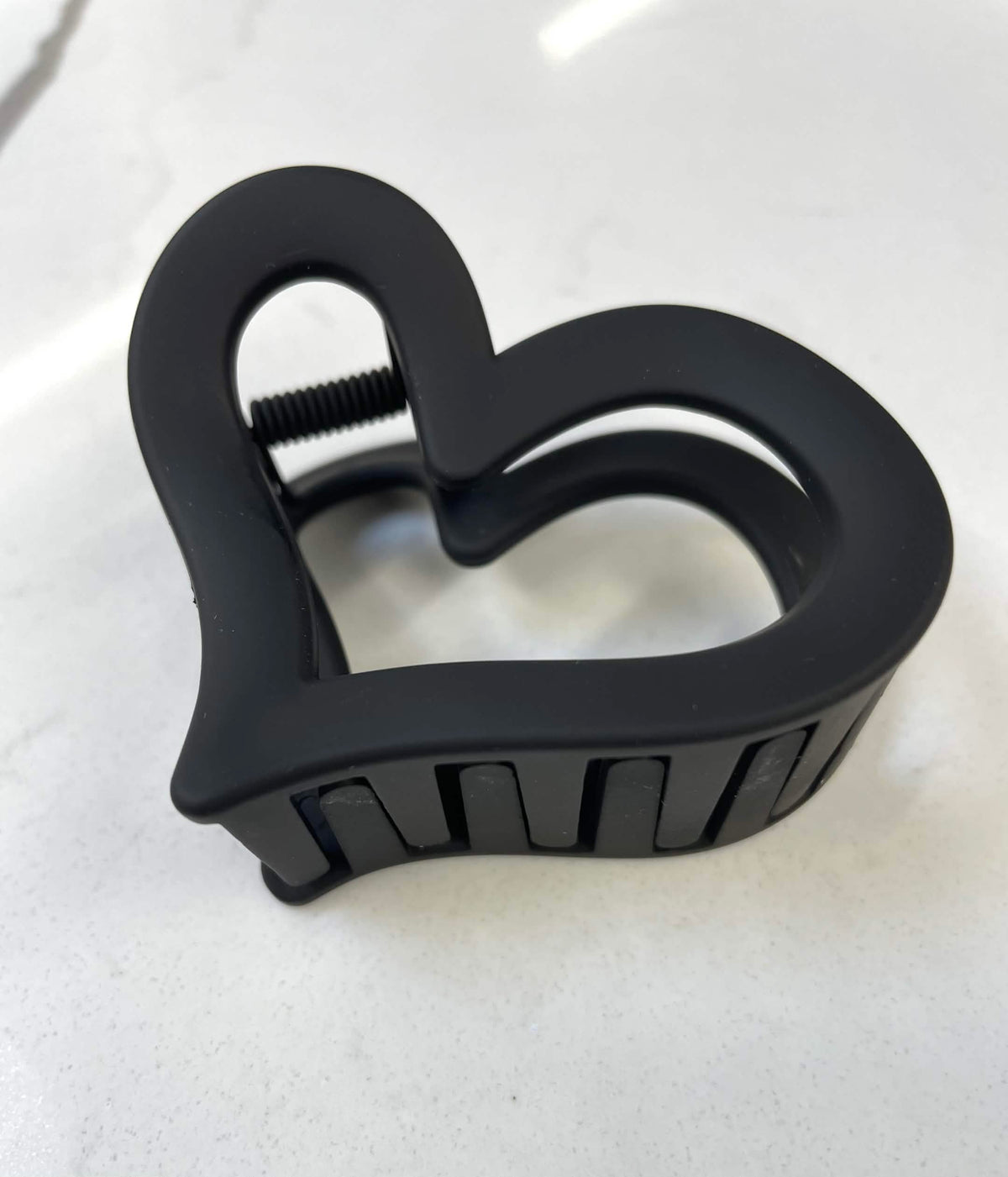 Frosted Black Heart Small Hair Clip