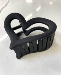 Frosted Black Heart Small Hair Clip