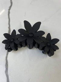 Frosted Black Floral Large Claw Clip