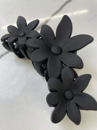 Frosted Black Floral Large Claw Clip