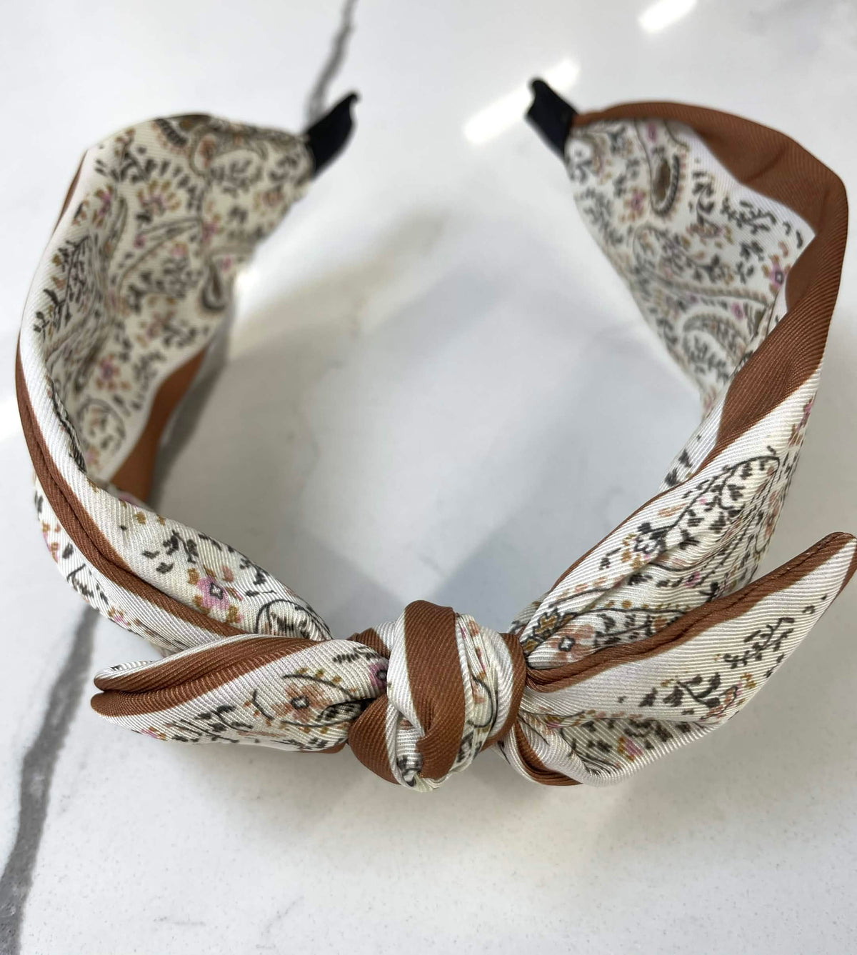 Boho Floral Print Satin Bow Hairband