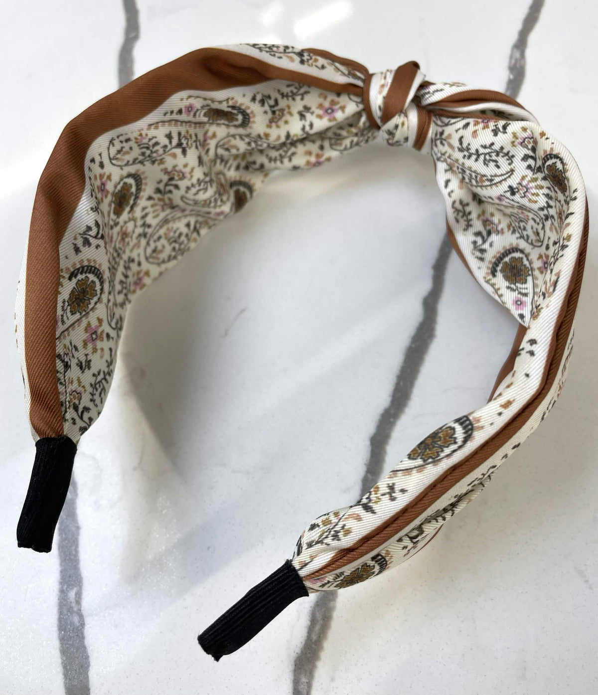 Boho Floral Print Satin Bow Hairband