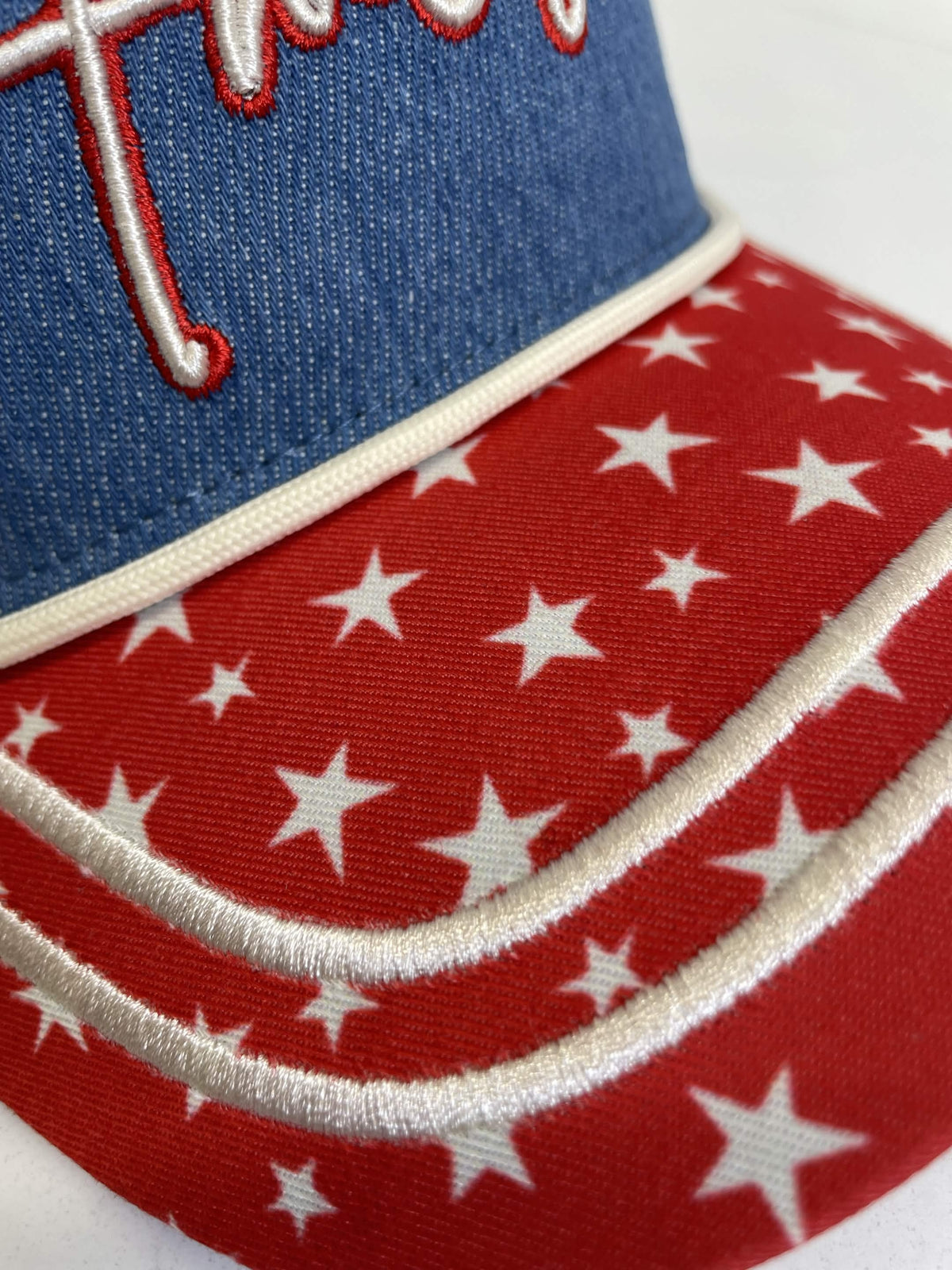 Embroidered (Red, White & Blue) America with Flag Patch Snapback Hat