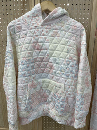 Floral Textured Quilted-Print Hoodie