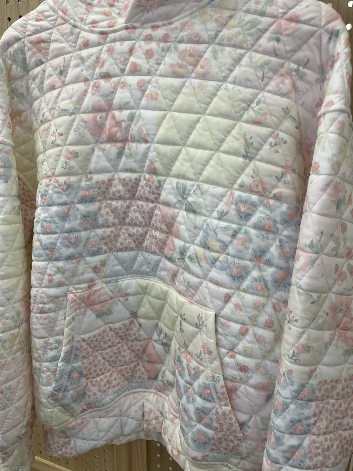 Floral Textured Quilted-Print Hoodie