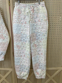 Floral Textured Quilted-Print Lounge Pants with Pockets