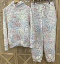 Floral Textured Quilted-Print Hoodie