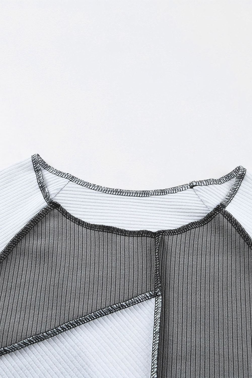 Gray & White Color Block Ribbed Lightweight Top