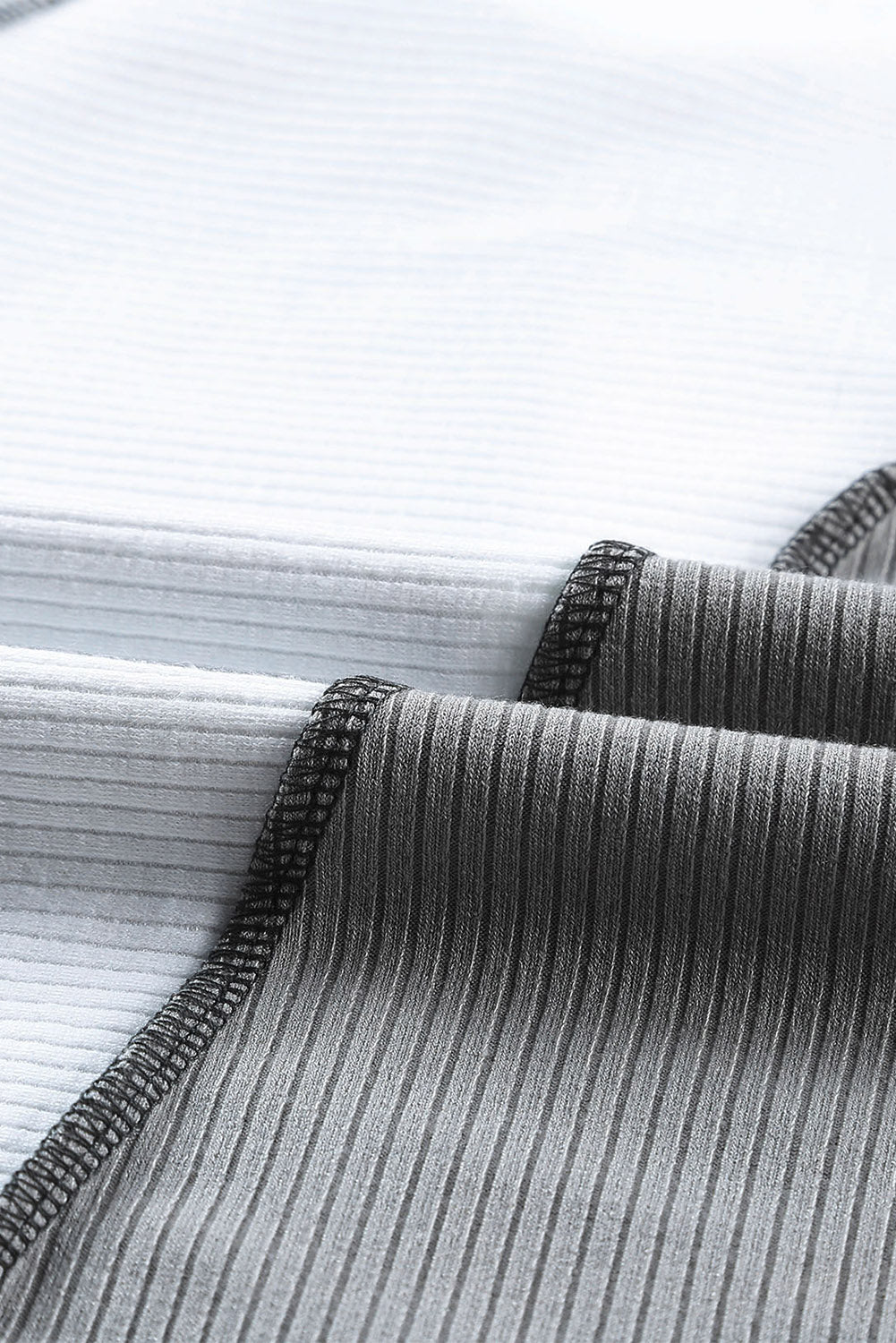 Gray & White Color Block Ribbed Lightweight Top