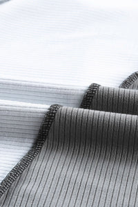 Gray & White Color Block Ribbed Lightweight Top