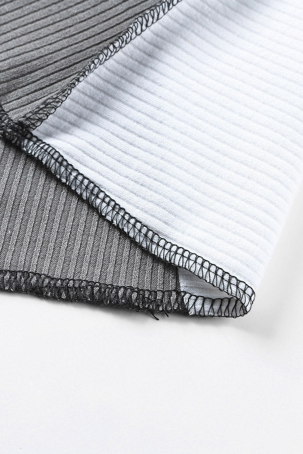 Gray & White Color Block Ribbed Lightweight Top