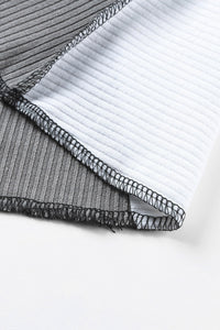 Gray & White Color Block Ribbed Lightweight Top