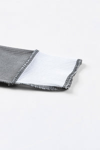 Gray & White Color Block Ribbed Lightweight Top