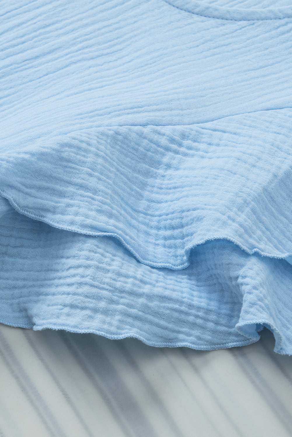 Crinkled Cotton Ruffle Sleeve, Lightweight Top