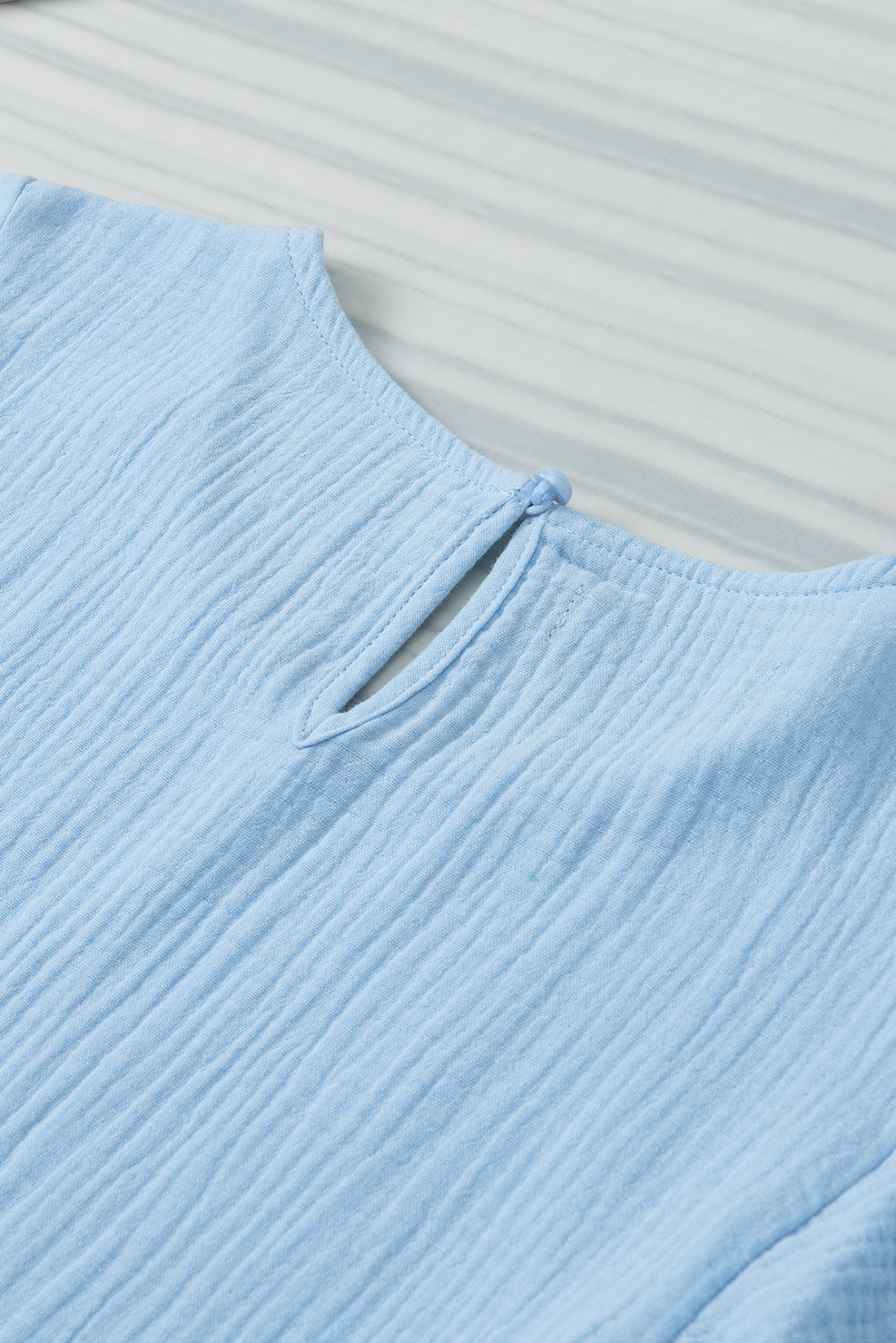 Crinkled Cotton Ruffle Sleeve, Lightweight Top