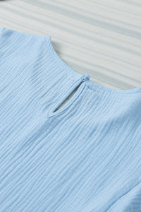 Crinkled Cotton Ruffle Sleeve, Lightweight Top