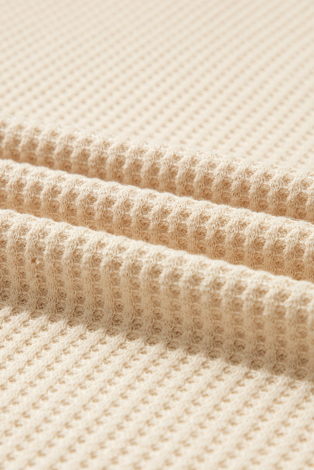 Waffle Knit (Beige) Boat Neck Short Sleeve Top