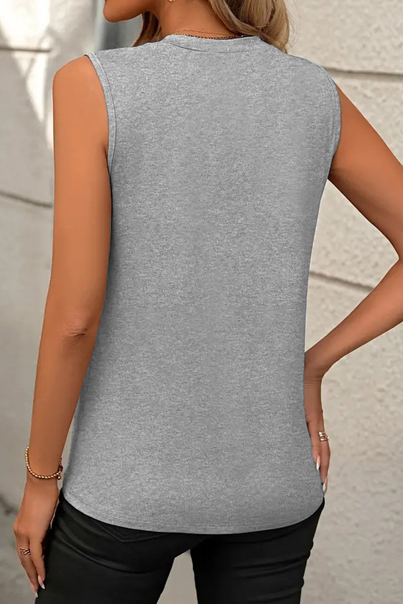 Pleated (Gray) Sleeveless Lightweight Top