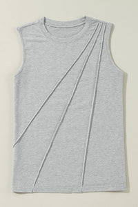 Pleated (Gray) Sleeveless Lightweight Top