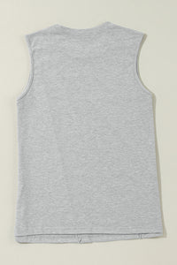 Pleated (Gray) Sleeveless Lightweight Top