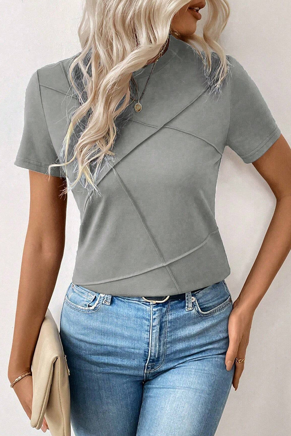 Jasmine (Grey) Round Neck T-Shirt