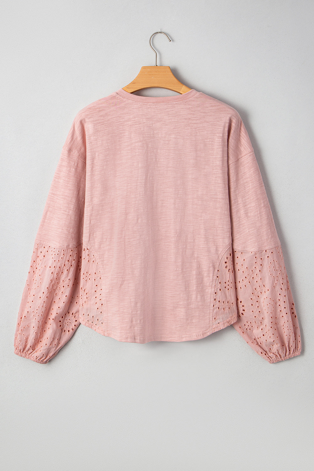 Blush V-Neck (100% Cotton) Top w/Keyhole Embroidery