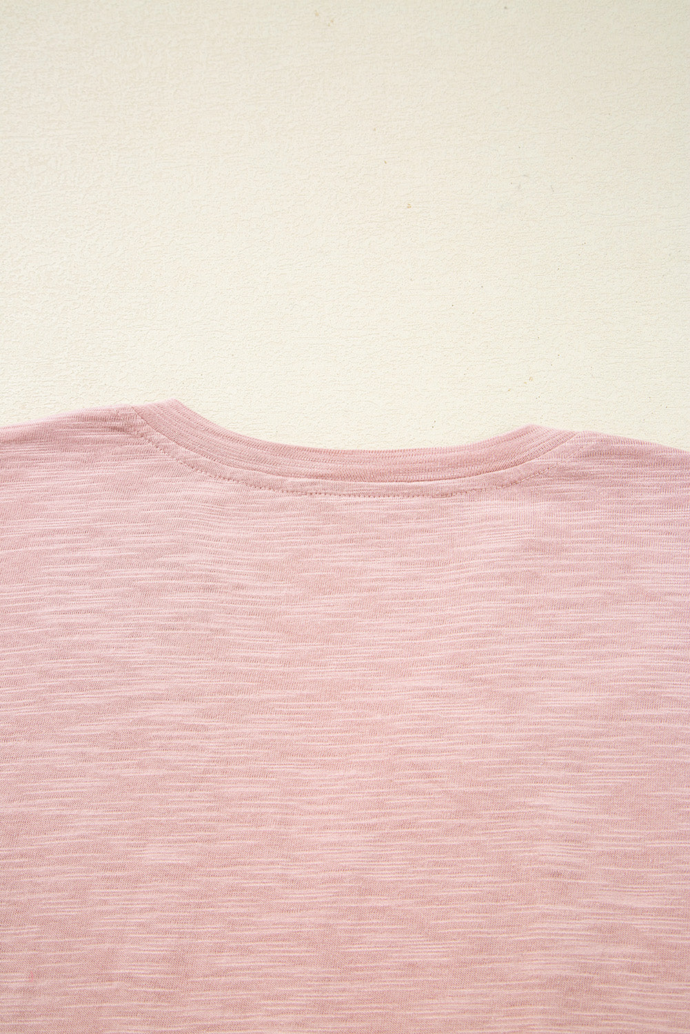 Blush V-Neck (100% Cotton) Top w/Keyhole Embroidery