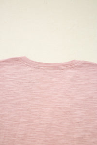 Blush V-Neck (100% Cotton) Top w/Keyhole Embroidery