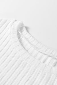 Classy Soft Ribbed (White) Long Sleeve Knit Top