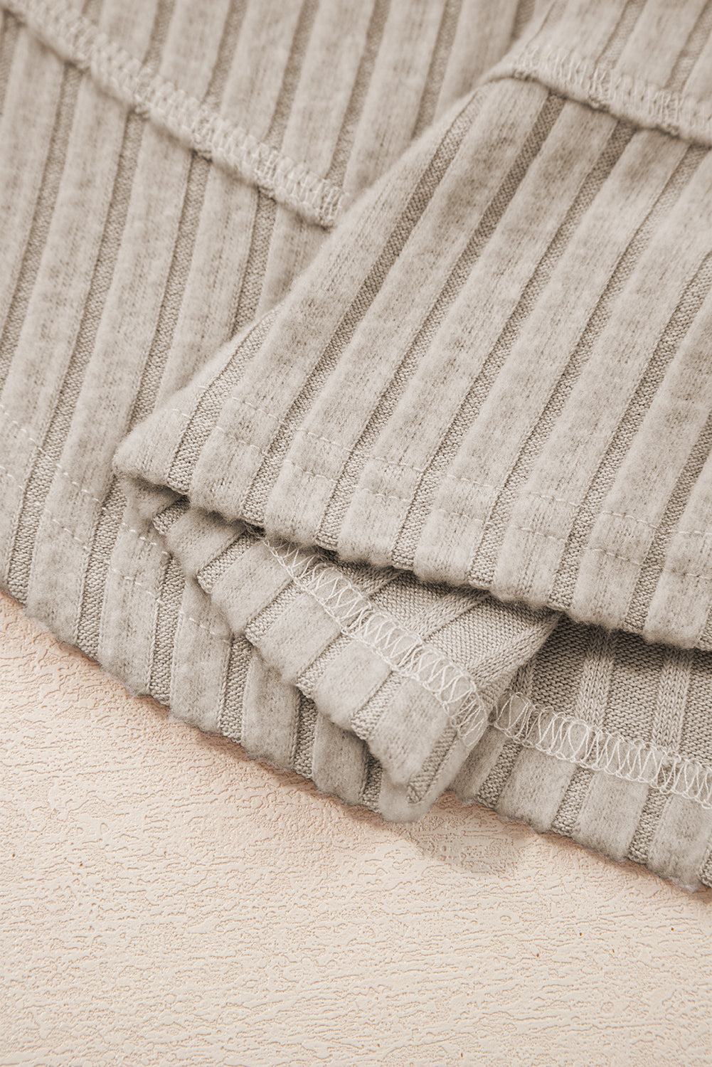 Classy Soft Ribbed (Beige) Long Sleeve Knit Top