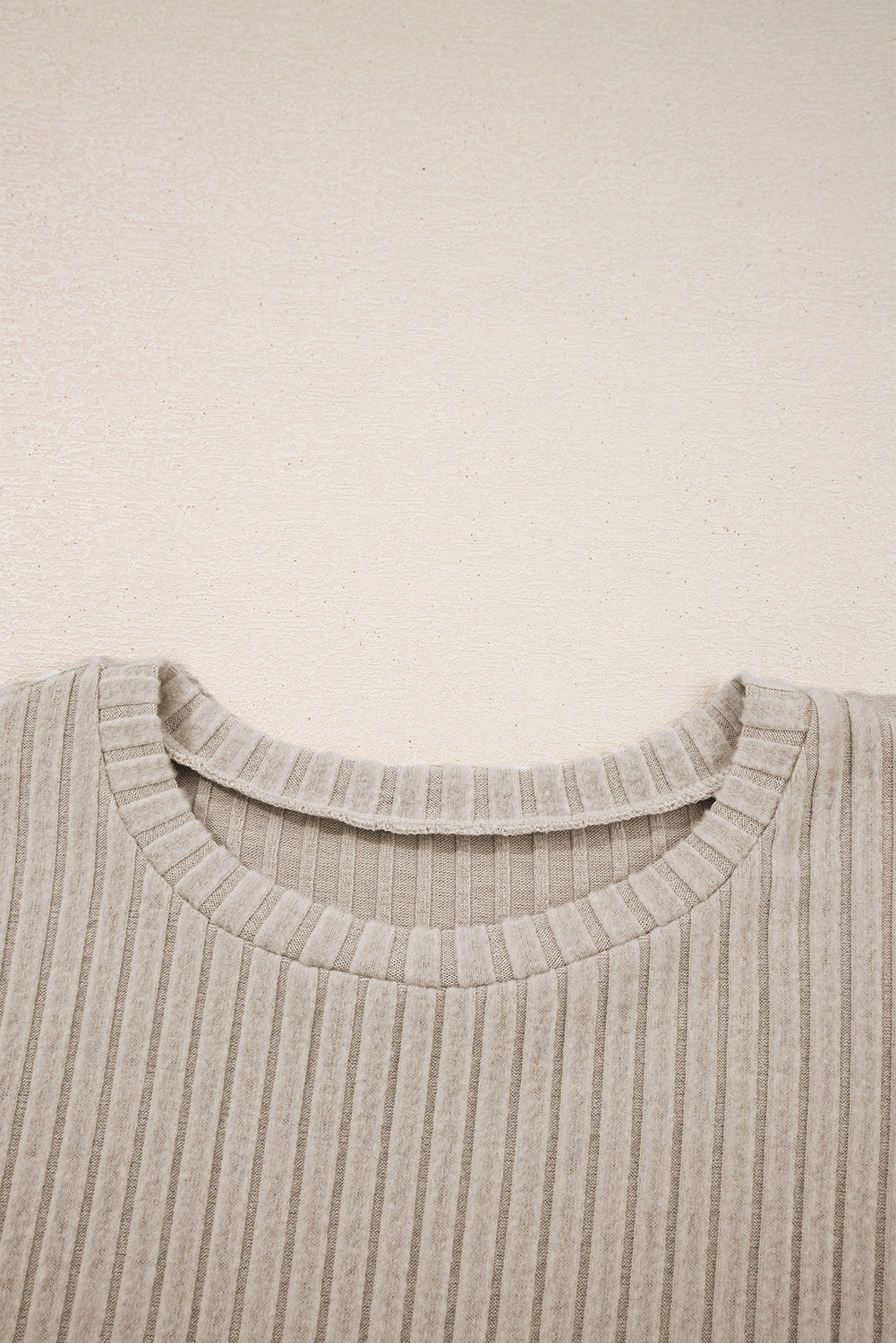 Classy Soft Ribbed (Beige) Long Sleeve Knit Top