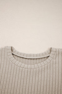 Classy Soft Ribbed (Beige) Long Sleeve Knit Top